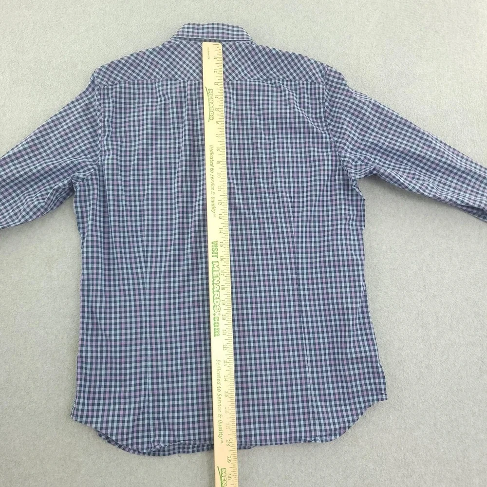 Banana Republic Shirt Mens L Blue Check Long Sleeve Snap Western Stretch Casual